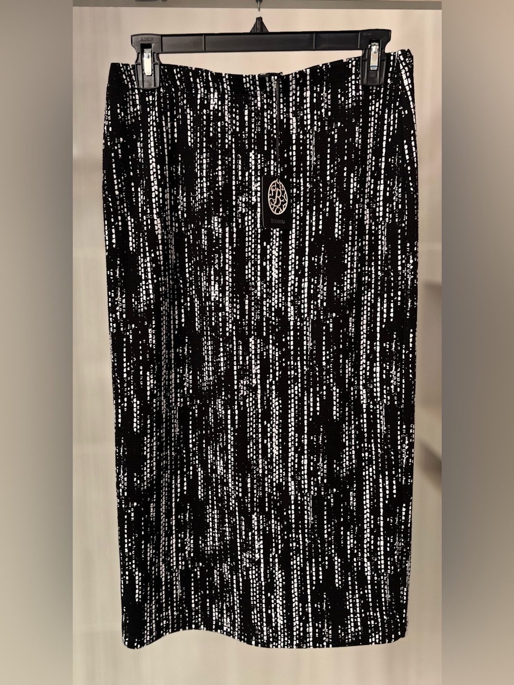 NWT Bobeau Black & White Printed High-Waist Pencil Midi Skirt